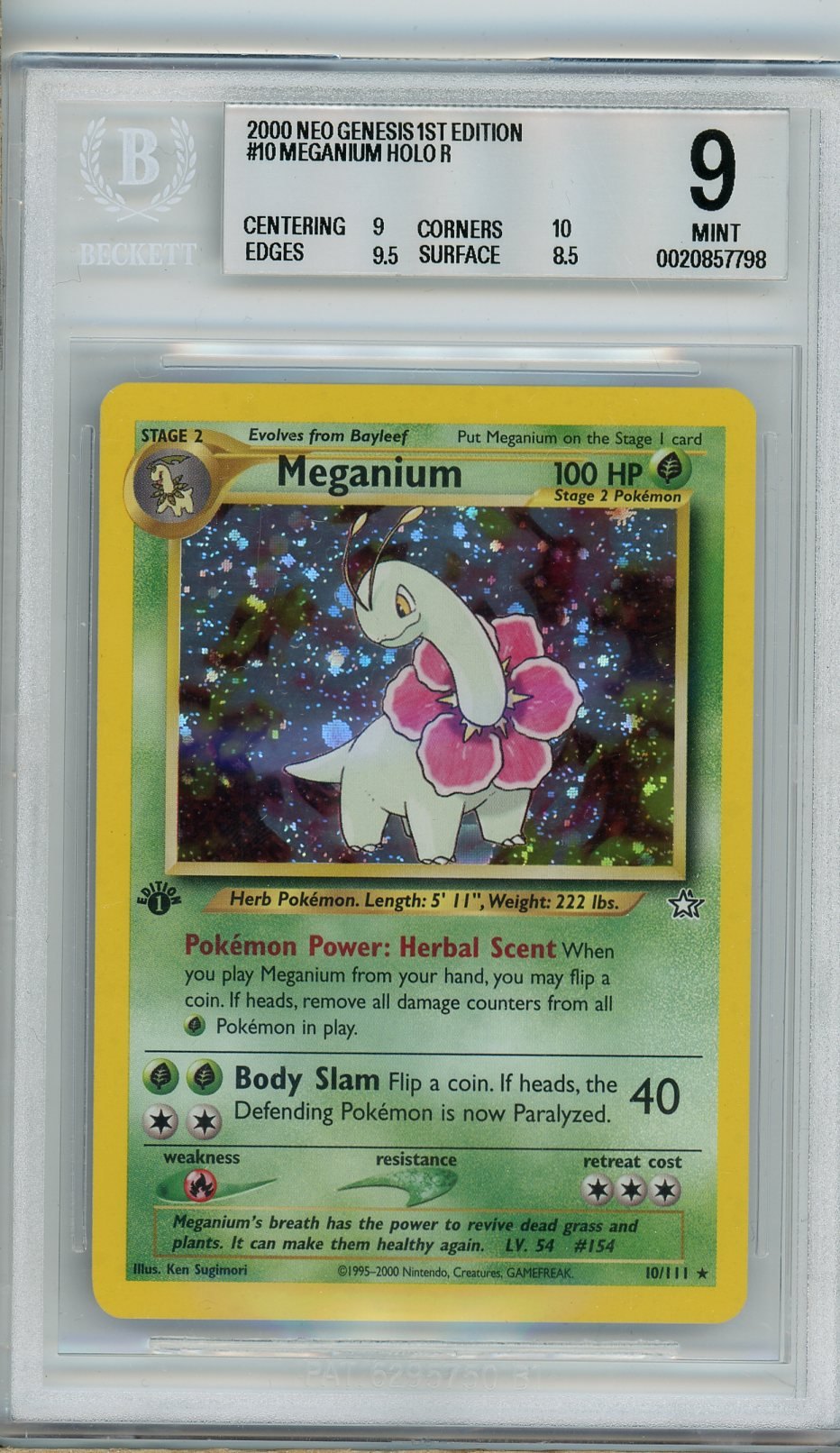 BGS 9 Meganium 10/111 - Neo Genesis - Rare Holo
