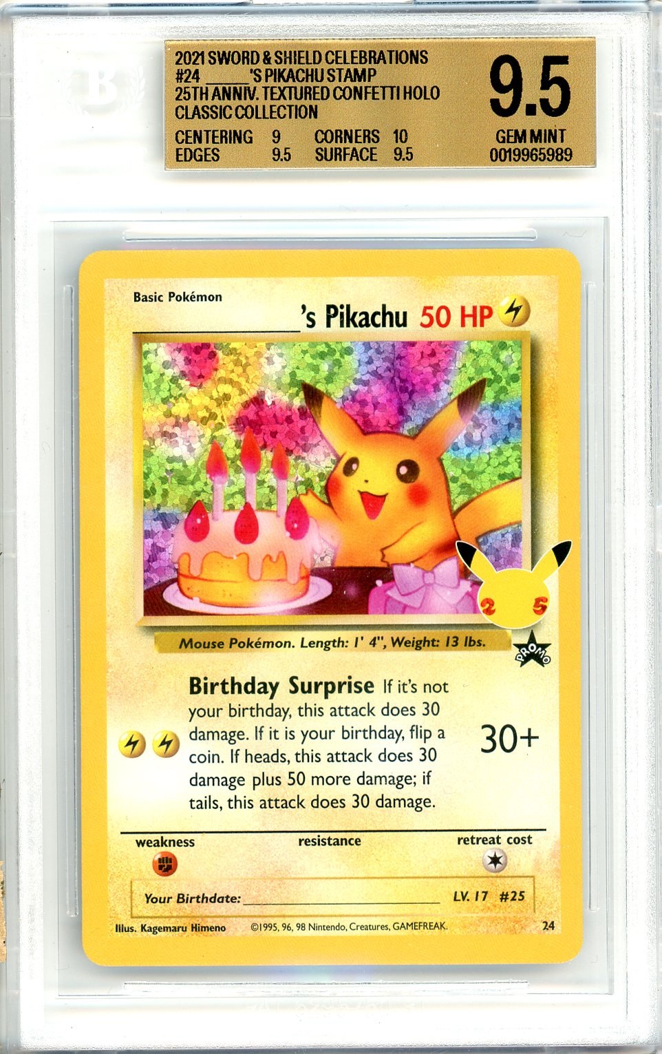 BGS 9.5 _____'s Pikachu - Celebrations: Classic Collection #24 - Classic Collection