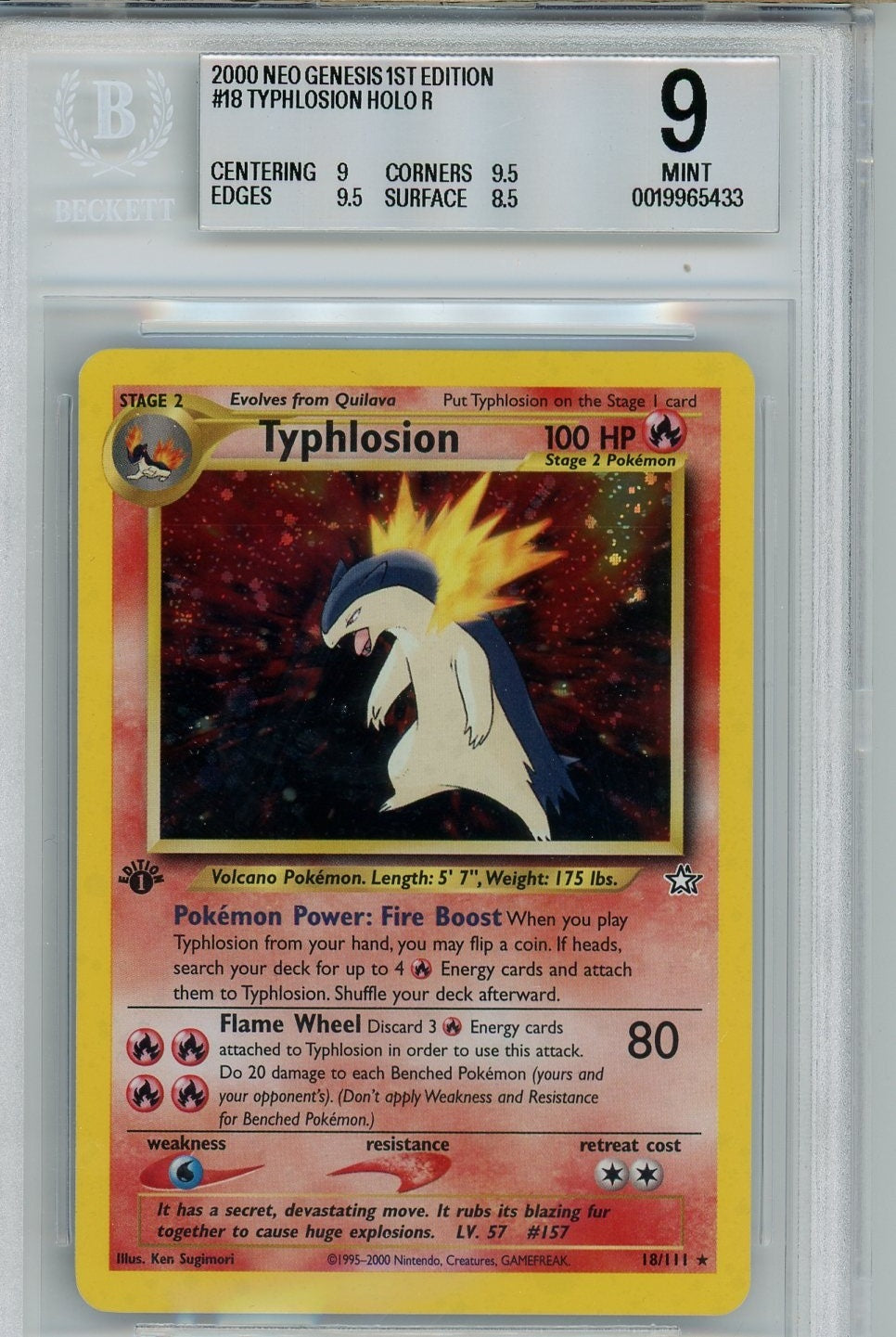 BGS 9 Typhlosion - Neo Genesis #18/111 - Rare Holo