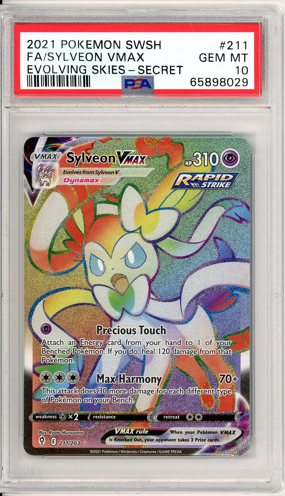 PSA 10 Sylveon VMAX - Evolving Skies #211/203 - Rare Rainbow