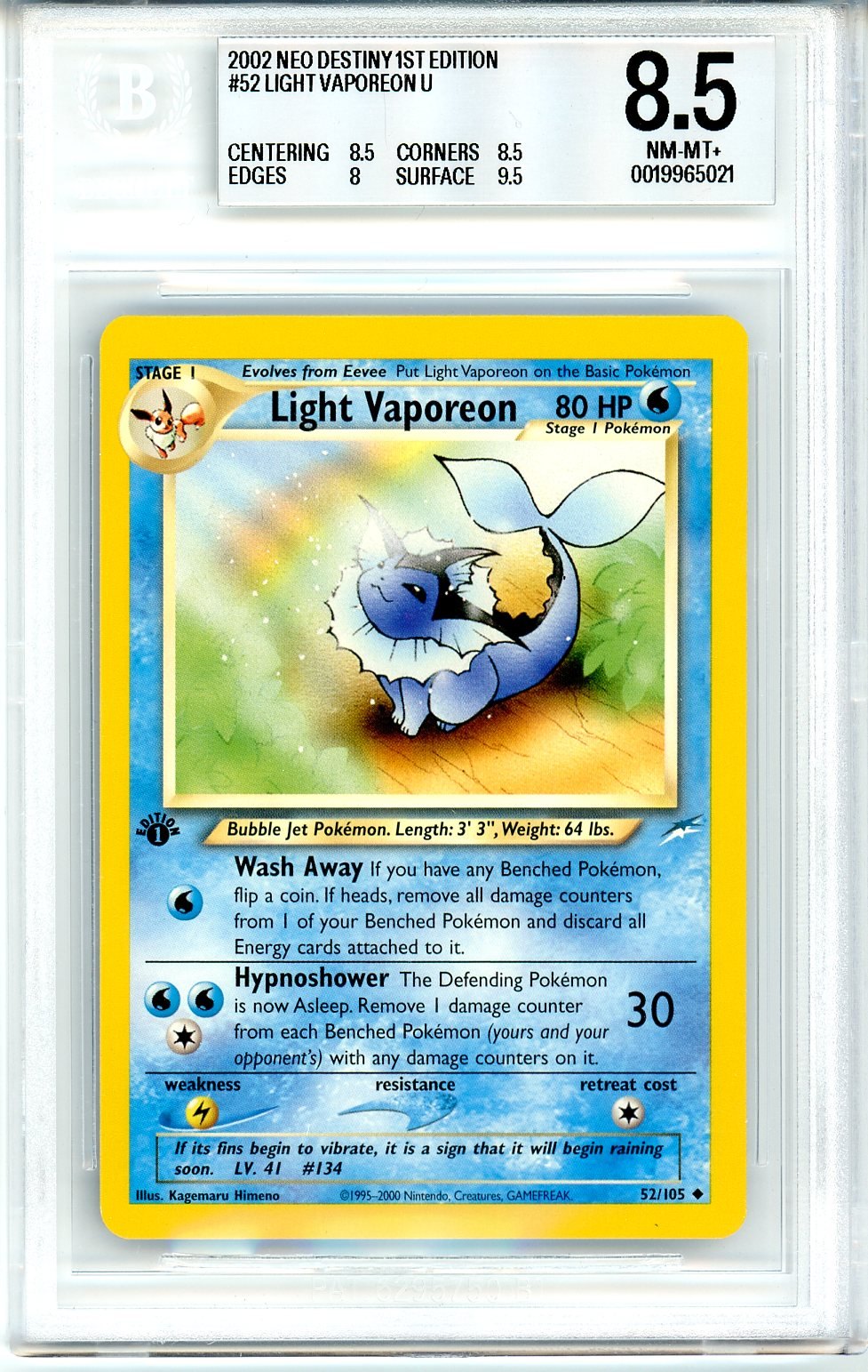 BGS 8.5 Light Vaporeon - Neo Destiny #52/105 - Uncommon
