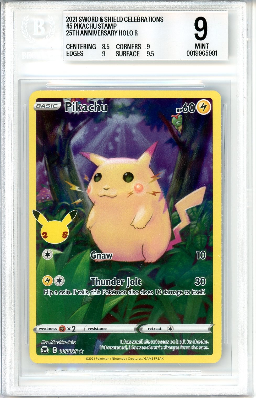 BGS 9 Pikachu - Celebrations #5 - Rare Holo