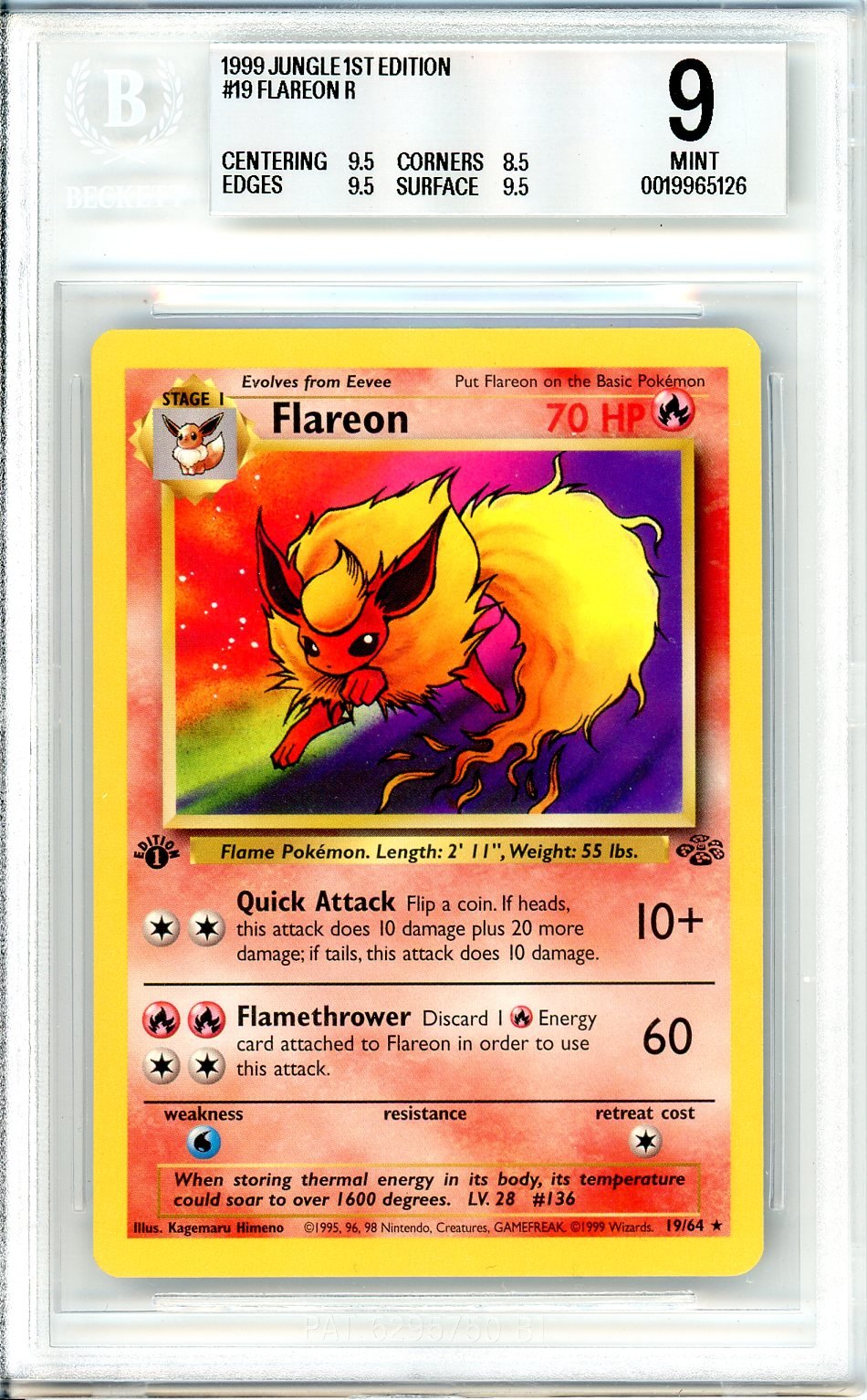 BGS 9 Flareon - Jungle #19/64 - Rare