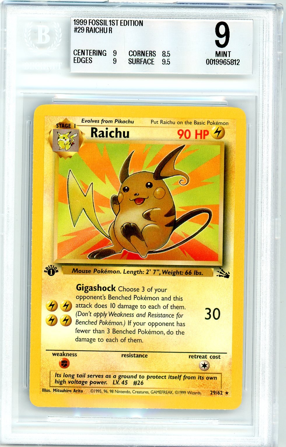 BGS 9 Raichu - Fossil #29/62 - Rare