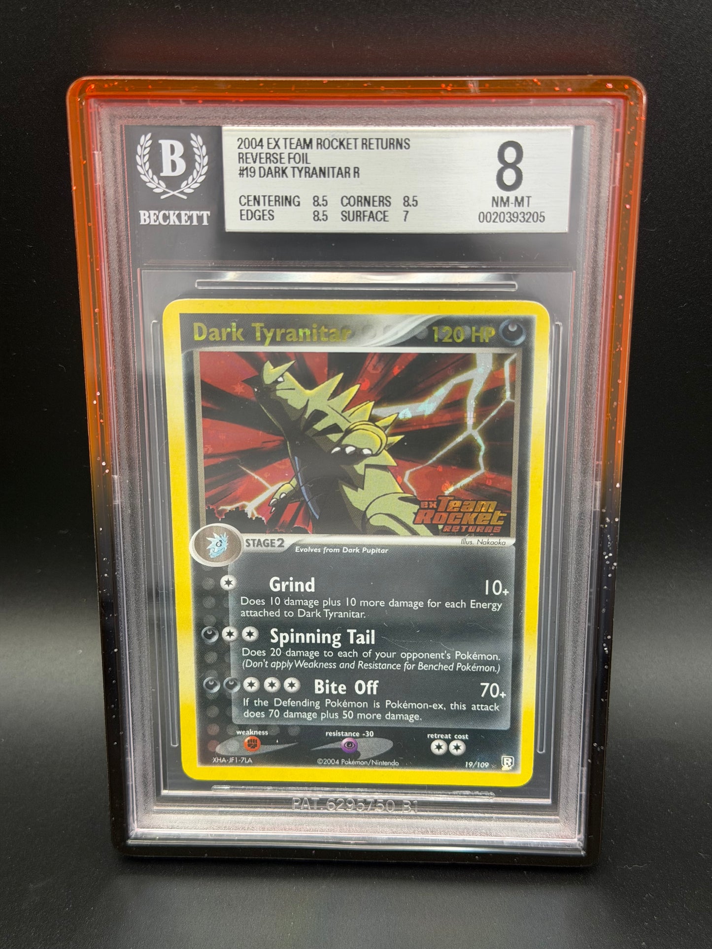 BGS 8 - Dark Tyranitar Reverse Holo Stamped 19/109 - Ex Team Rocket Returns