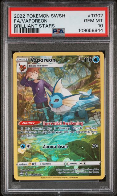PSA 10 - Vaporeon TG02/TG30 - Brilliant Stars