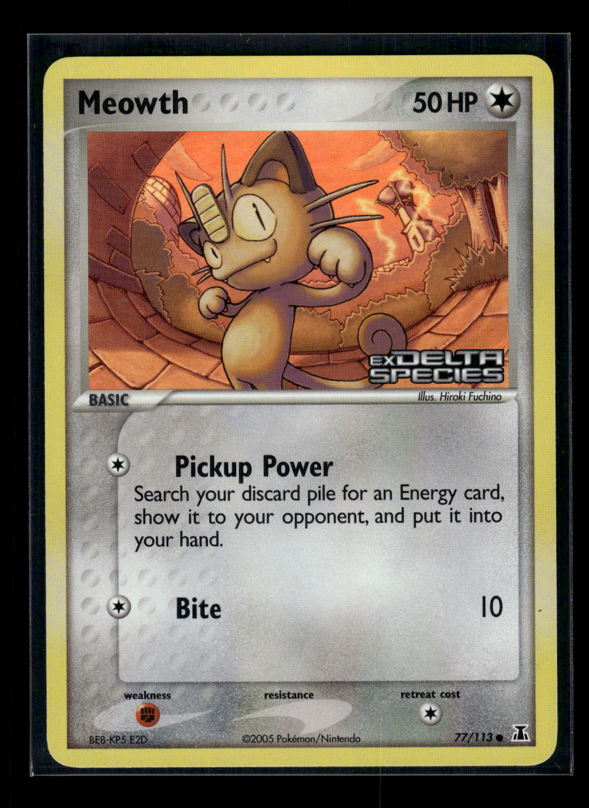 Meowth 77/113 EX Delta Species Stamp Reverse