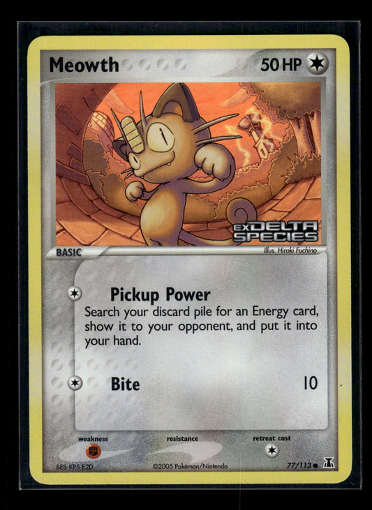 Meowth 77/113 EX Delta Species Stamp Reverse