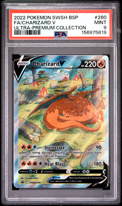 PSA 9 FA/CHARIZARD V - POKEMON SWORD & SHIELD BLACK STAR PROMOS #260