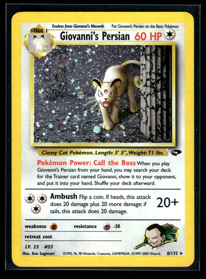 Giovanni's Persian 8/132 - Gym Challenge  - Rare Holo