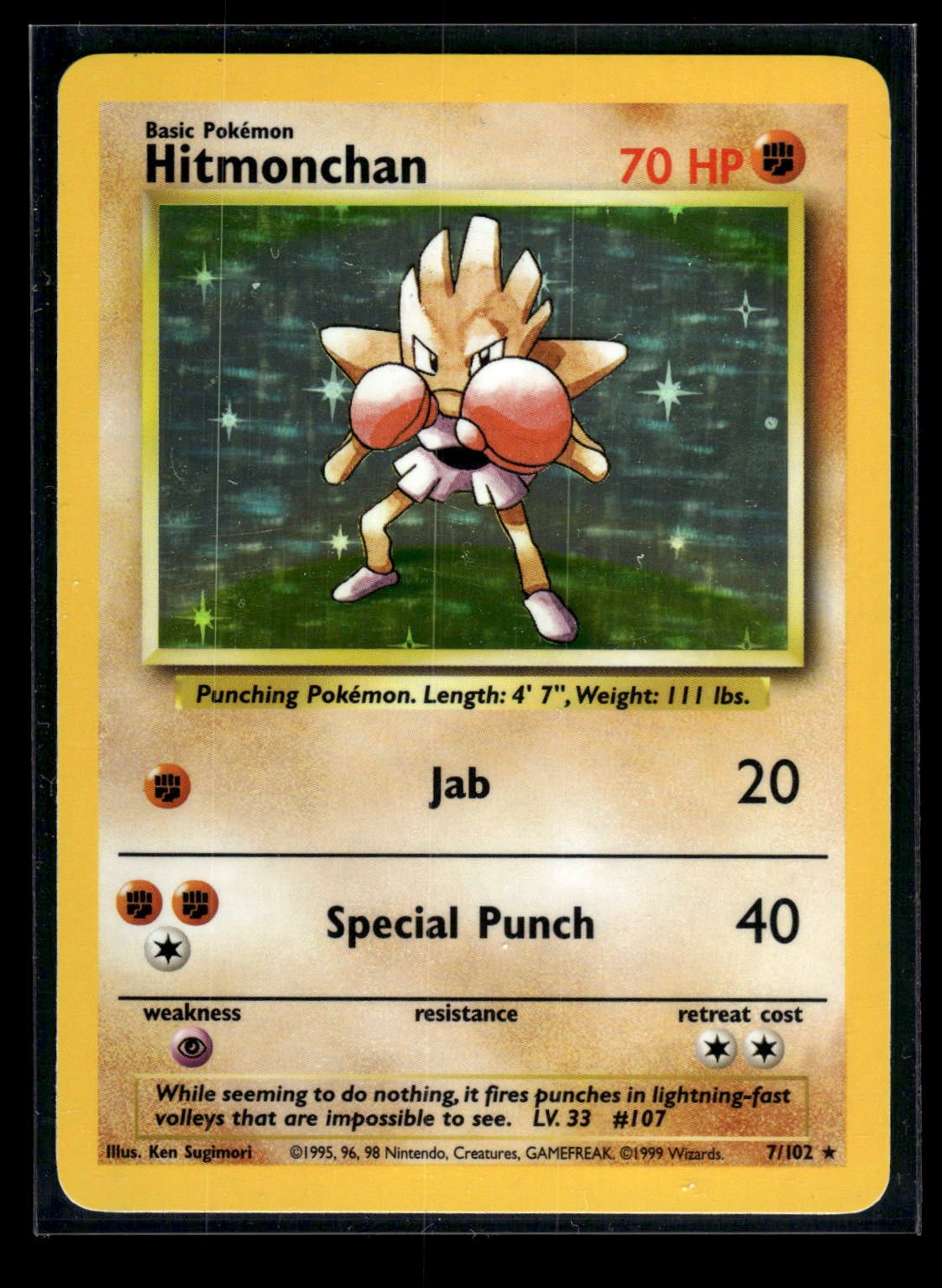 Hitmonchan 7/102 - Base  - Rare Holo