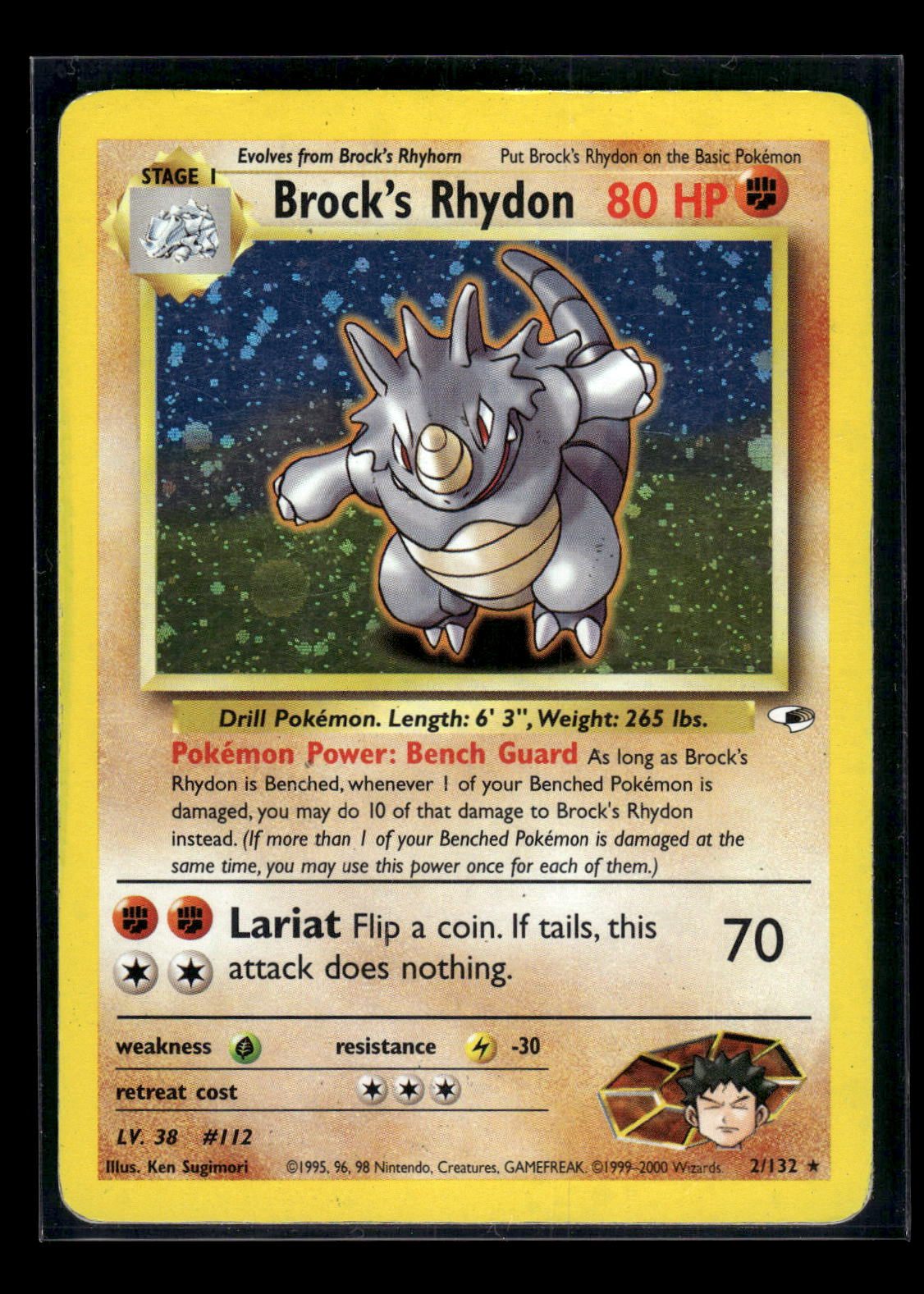 Brock's Rhydon 2/132 - Gym Heroes  - Rare Holo