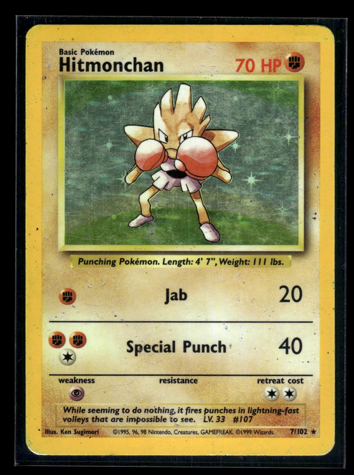 Hitmonchan 7/102 - Base  - Rare Holo