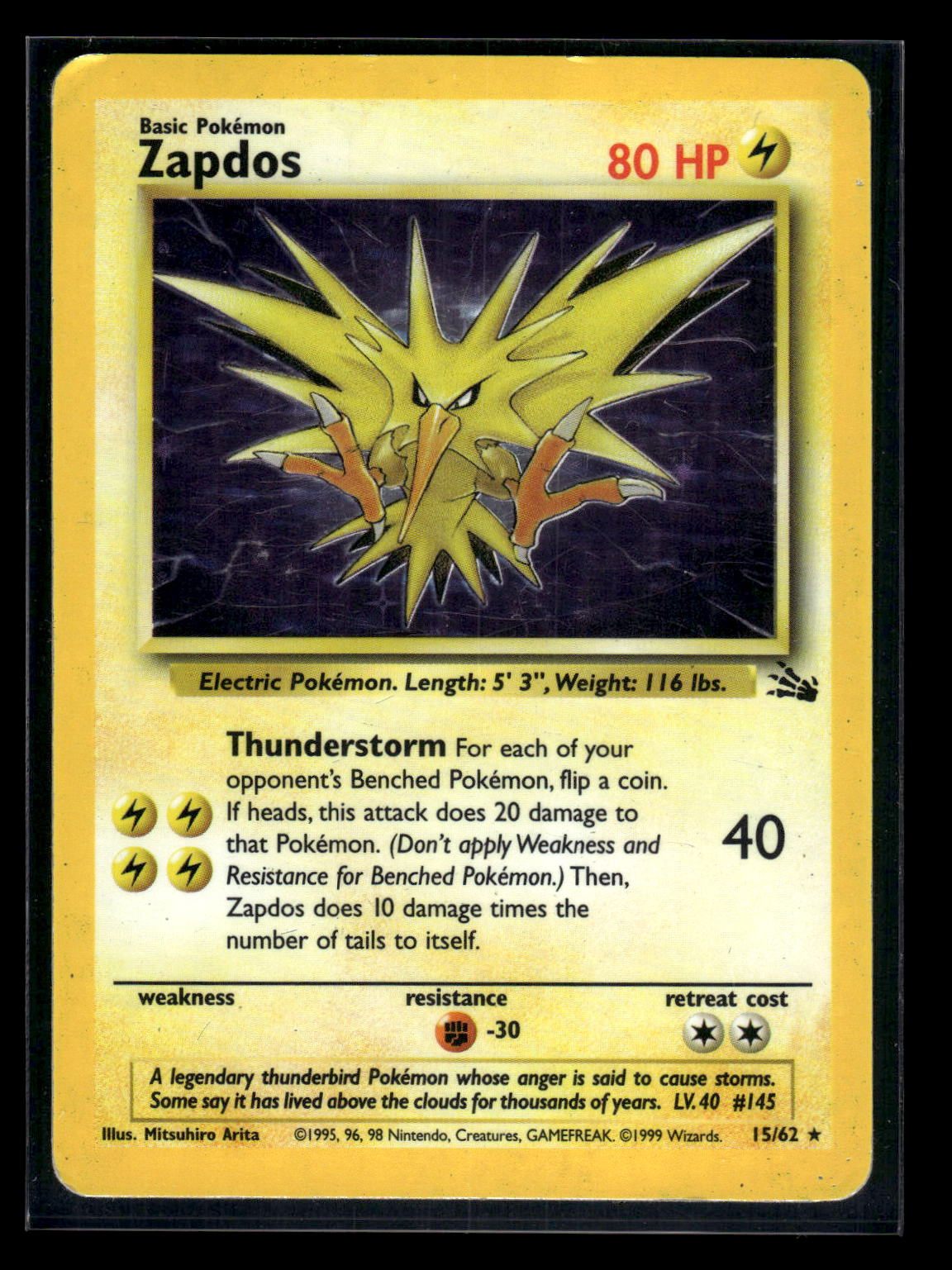 Zapdos 15/62 - Fossil  - Rare Holo