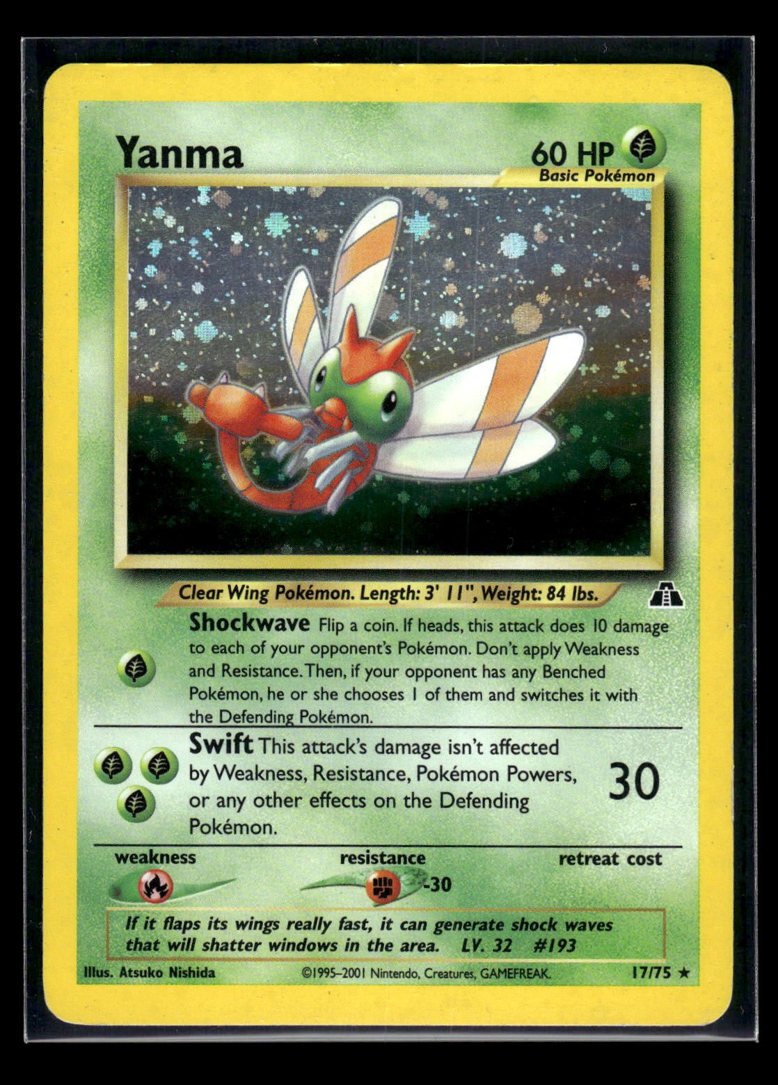Yanma 17/75 - Neo Discovery  - Rare Holo