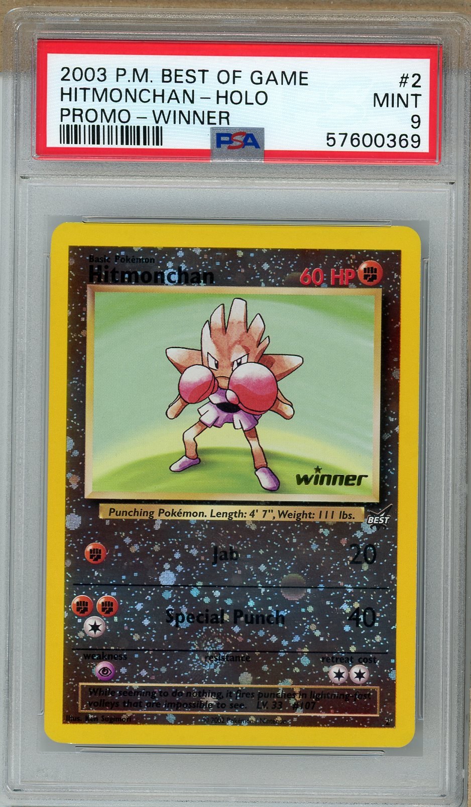 PSA 9 - Hitmonchan WP2 - Winner Promo