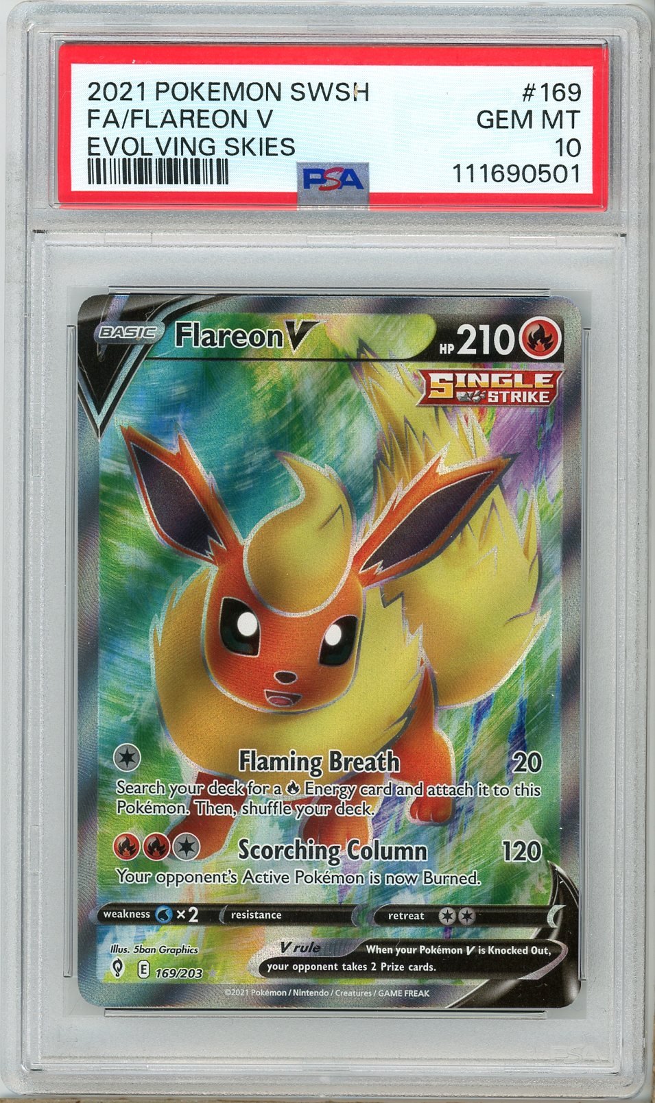 PSA 10 - Flareon V 169/203 - Evolving Skies