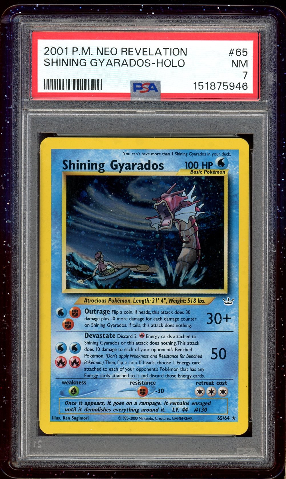 PSA 7 Shining Gyarados 65/64 - Neo Revelation  - Rare Shining