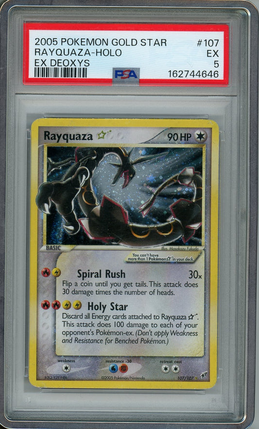 PSA 5 Rayquaza ☆ 107/107 - Deoxys  - Rare Holo Star