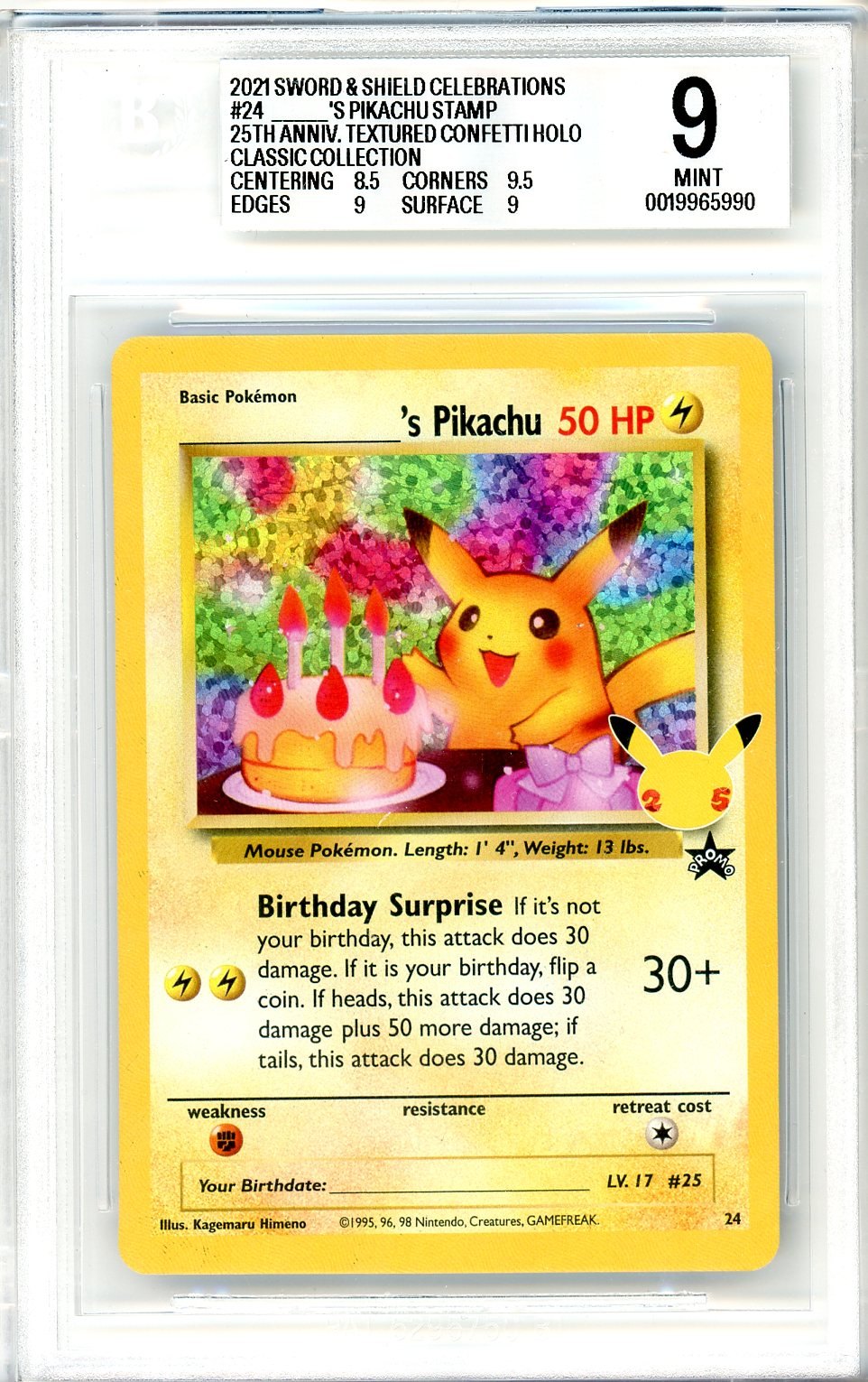 BGS 9 _____'s Pikachu - Celebrations: Classic Collection #24 - Classic Collection