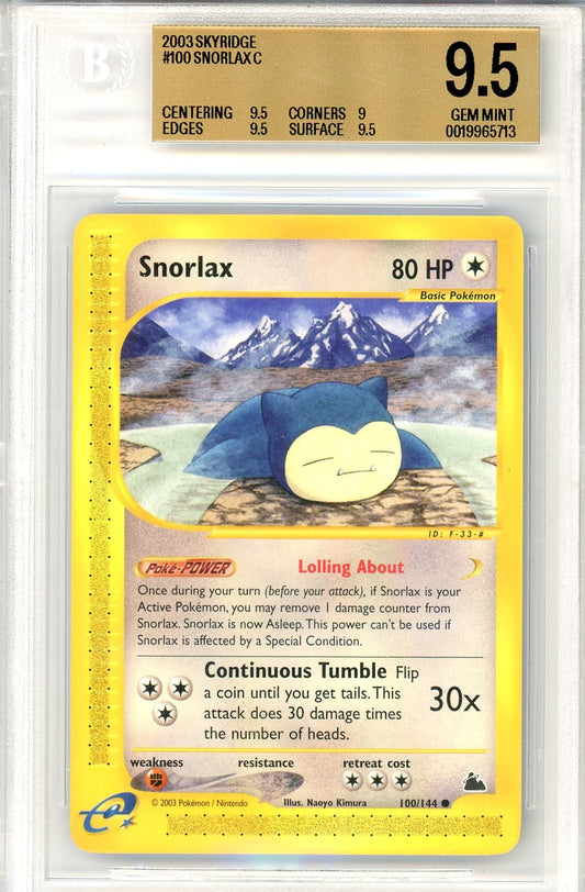 BGS 9.5 Snorlax - Skyridge #100/144 - Common