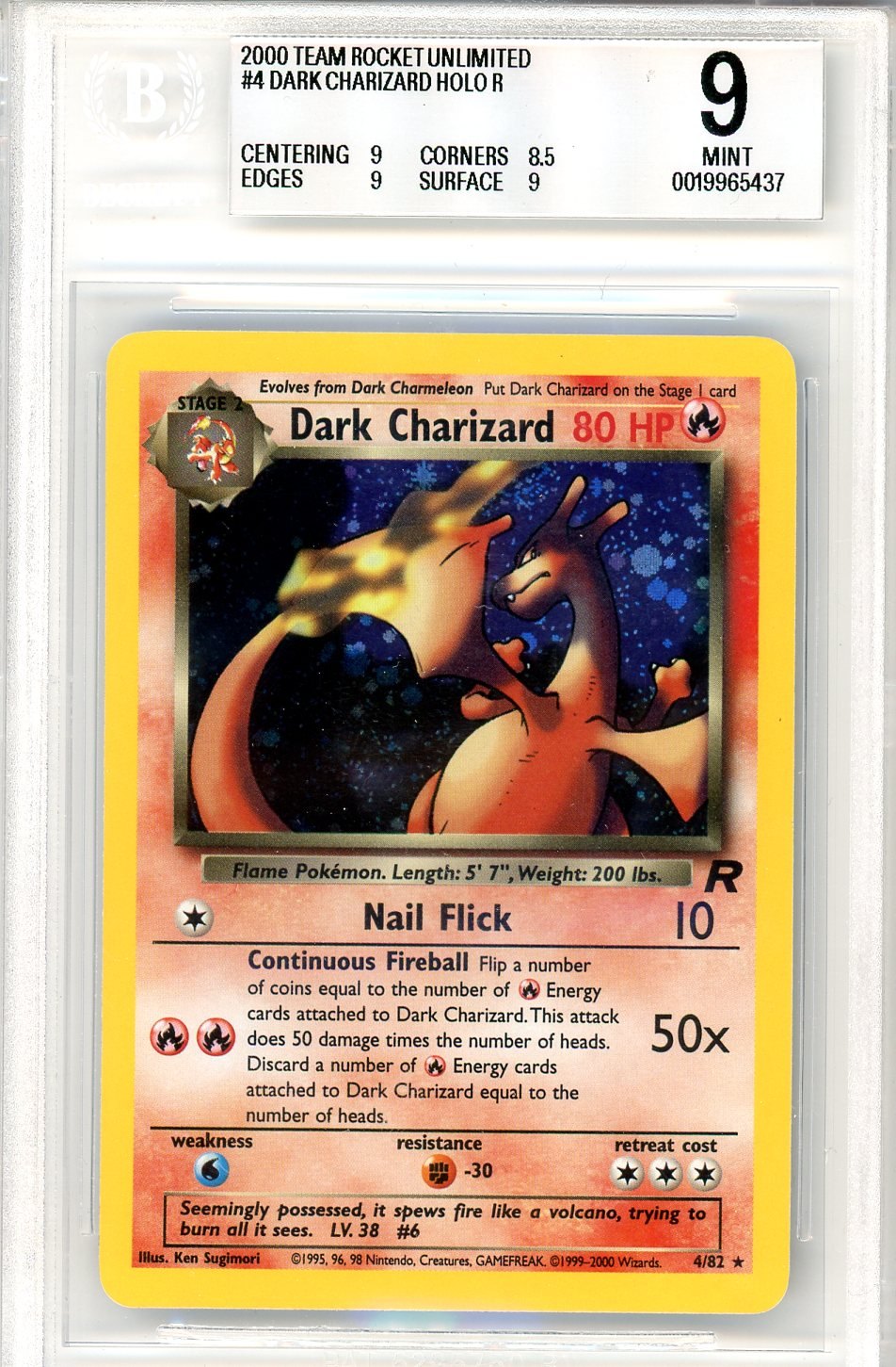 BGS 9 Dark Charizard - Team Rocket #4/82 - Rare Holo