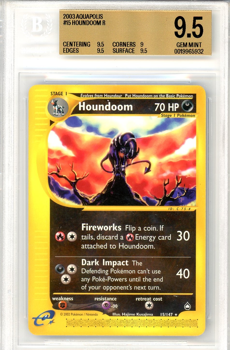 BGS 9.5 Houndoom - Aquapolis #15/147 - Rare