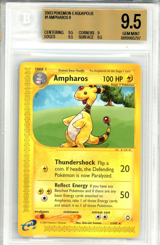 BGS 9.5 Ampharos - Aquapolis #1/147 - Rare