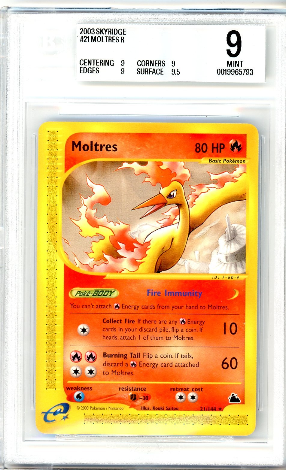 BGS 9 Moltres - Skyridge #21/144 - Rare