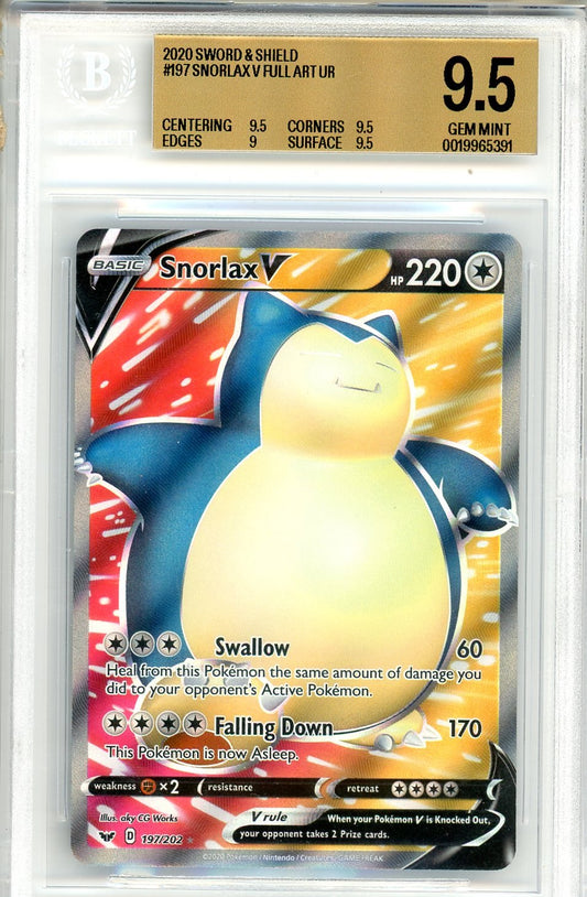 BGS 9.5 Snorlax V - Sword & Shield #197/202 - Rare Ultra