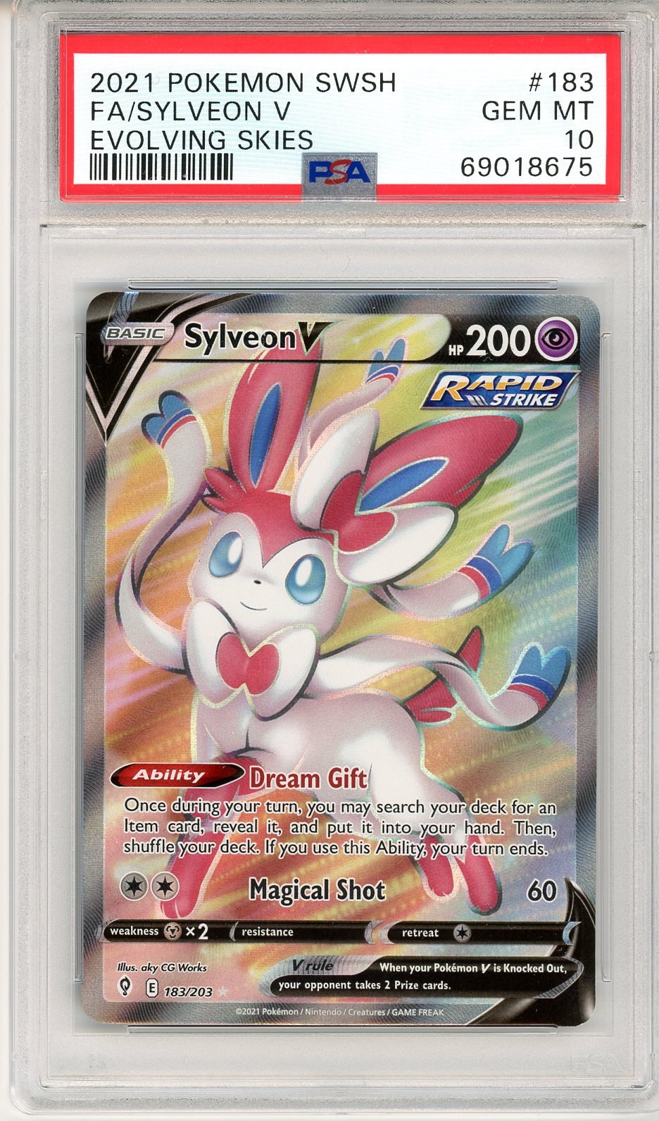 PSA 10 Sylveon V - Evolving Skies #183/203 - Rare Ultra
