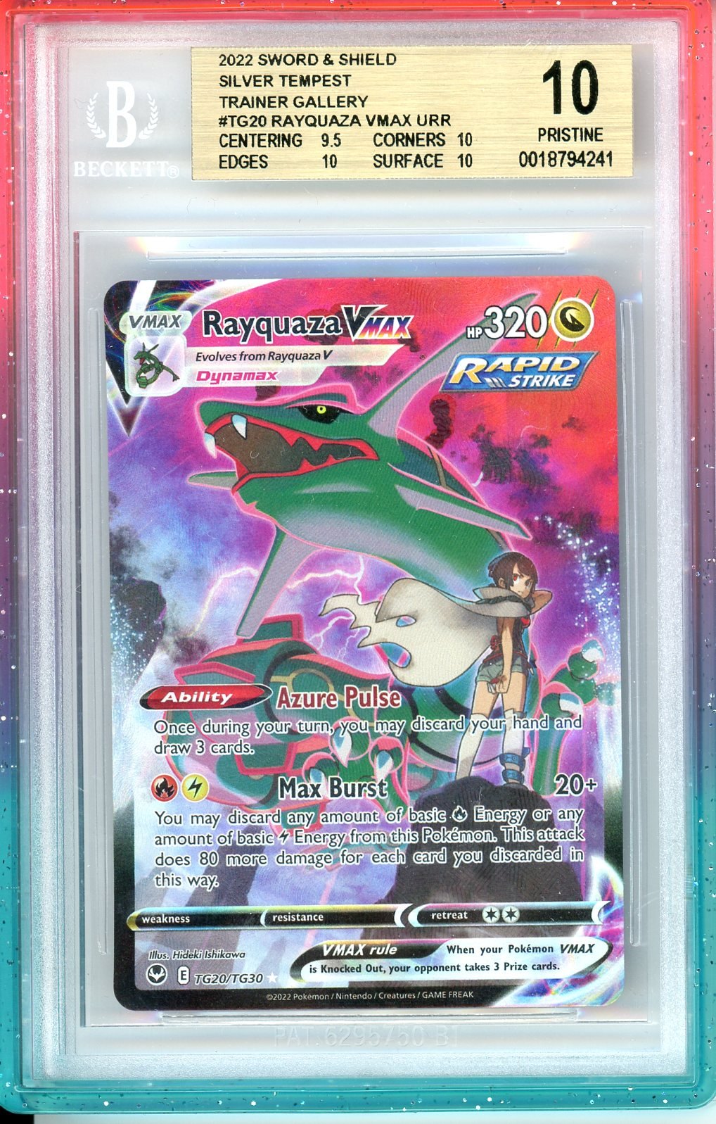 BGS 10 Rayquaza VMAX - Silver Tempest Trainer Gallery #TG20/TG30 - Rare Holo VMAX