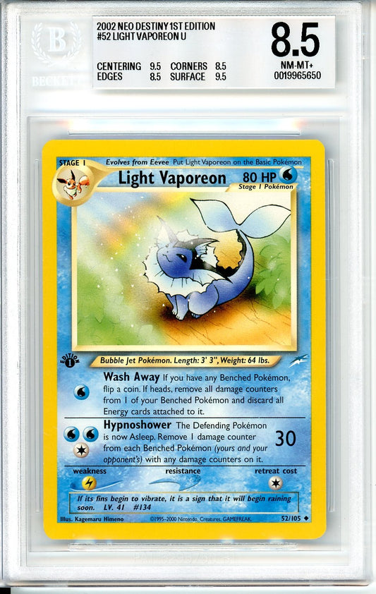 BGS 8.5 Light Vaporeon - Neo Destiny #52/105 - Uncommon