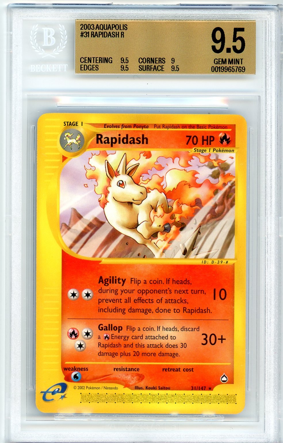 BGS 9.5 Rapidash - Aquapolis #31/147 - Rare