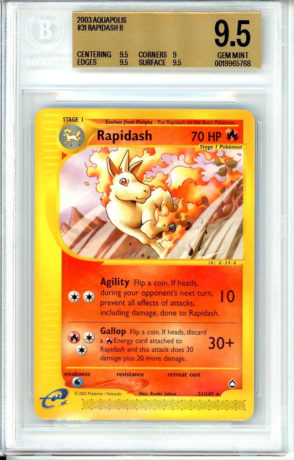 BGS 9.5 Rapidash - Aquapolis #31/147 - Rare