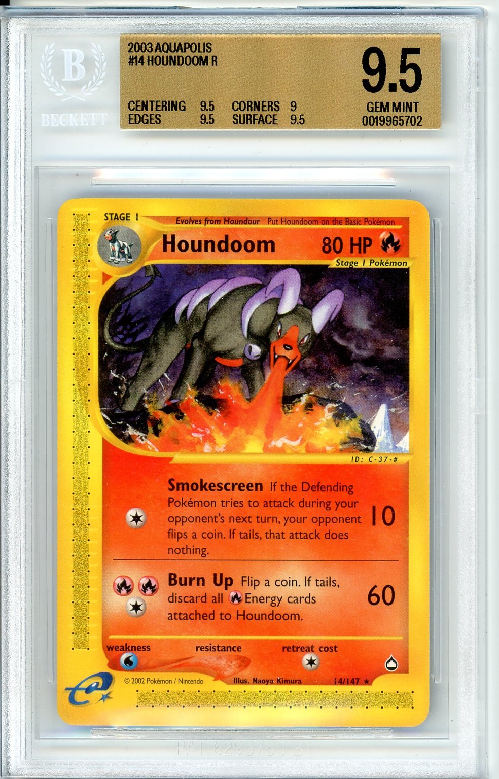 BGS 9.5 Houndoom - Aquapolis #14/147 - Rare