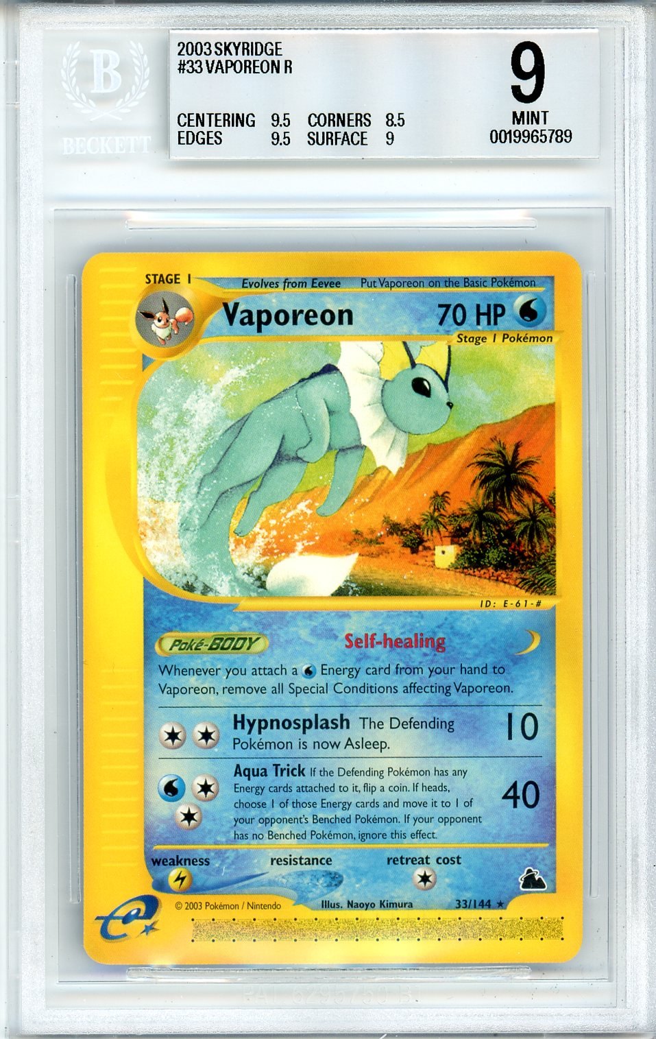 BGS 9 Vaporeon - Skyridge #33/144 - Rare