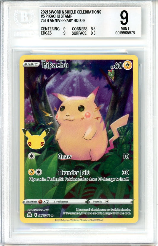 BGS 9 Pikachu - Celebrations #5 - Rare Holo