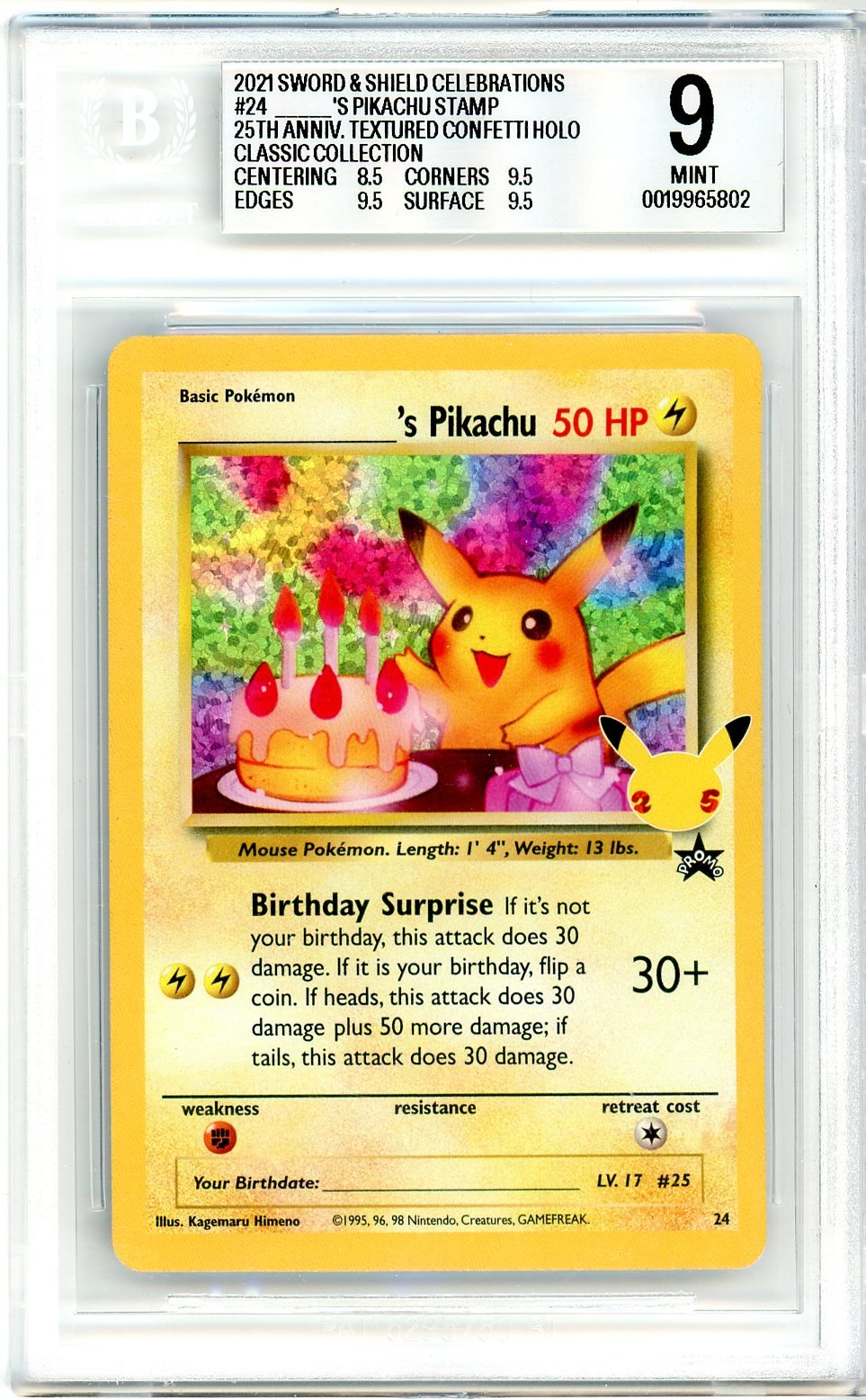 BGS 9 _____'s Pikachu - Celebrations: Classic Collection #24 - Classic Collection
