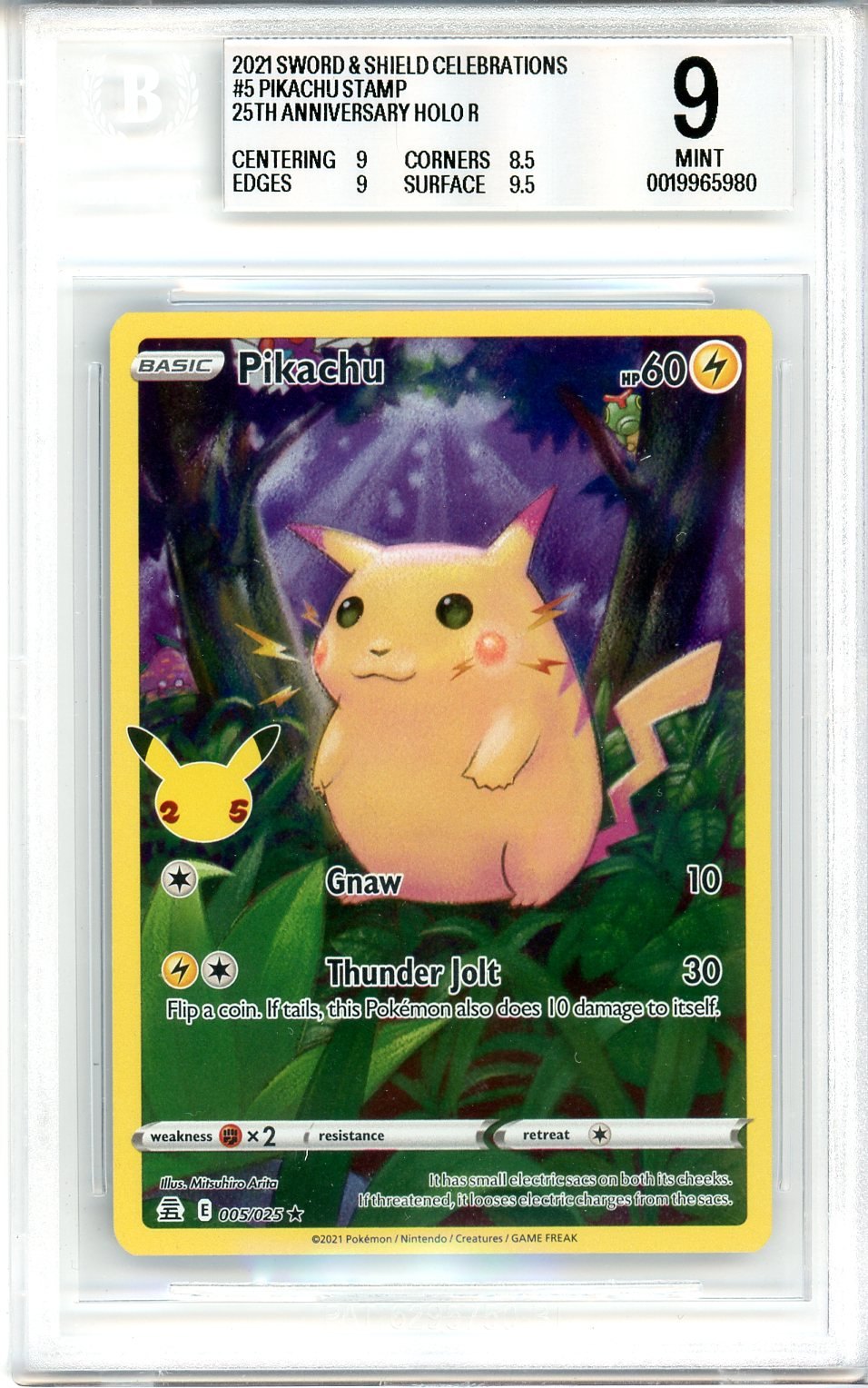 BGS 9 Pikachu - Celebrations #5 - Rare Holo