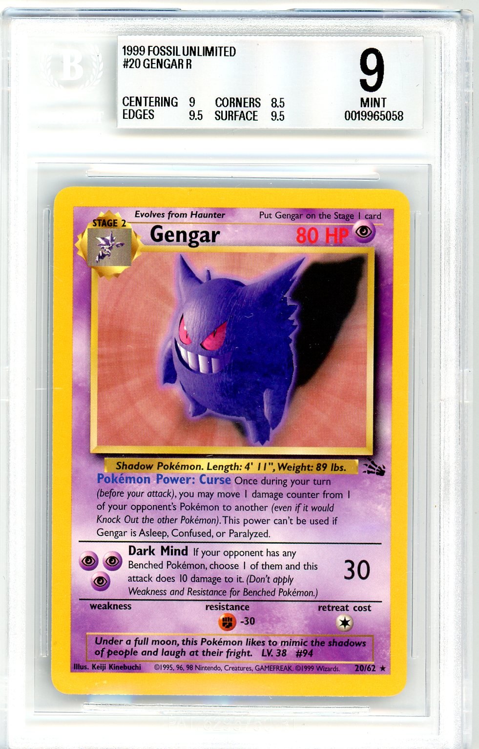 BGS 9 Gengar - Fossil #20/62 - Rare