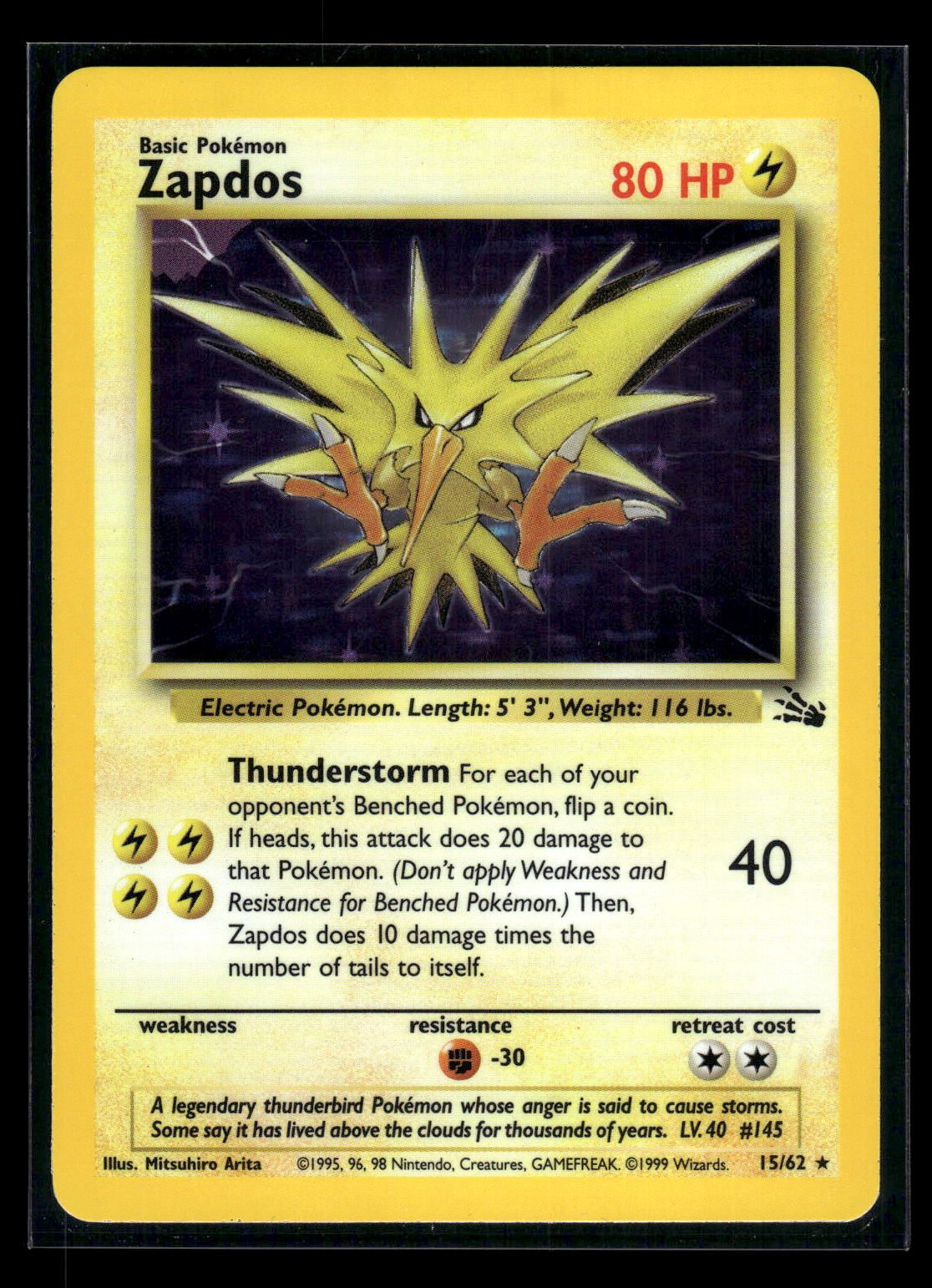 Zapdos - Holo Box Error 30/62 - Fossil  - Rare