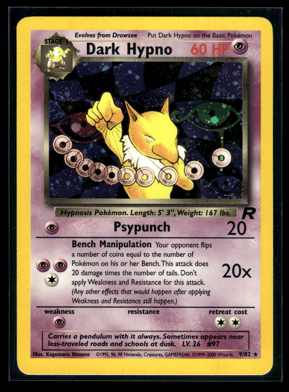 Dark Hypno 9/82 - Team Rocket  - Rare Holo