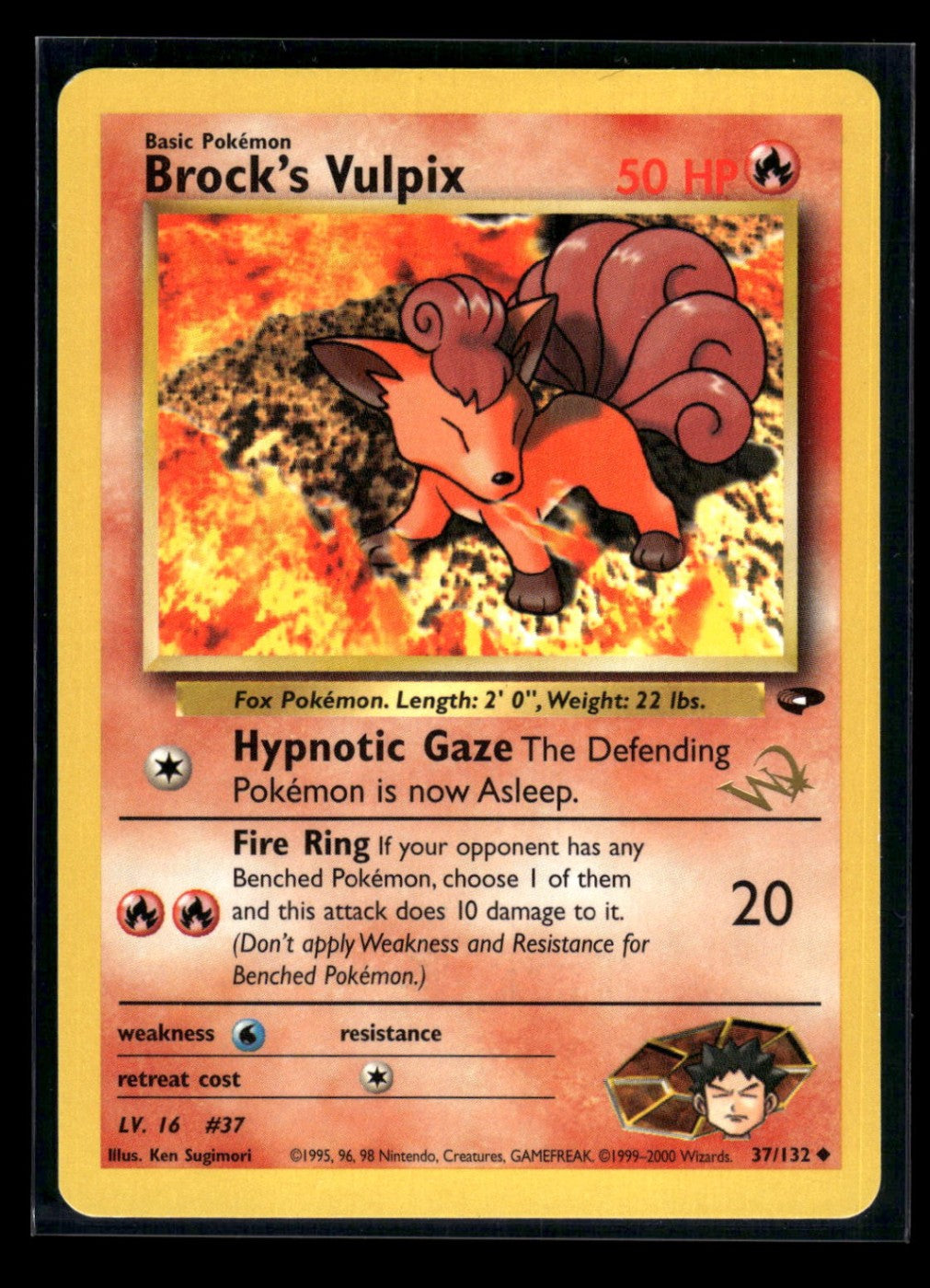 Brock's Vulpix - Wizard Stamp 37/132 - Gym Challenge  - Uncommon