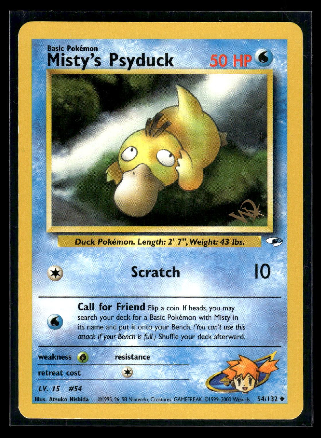 Misty's Psyduck - Wizard Stamp 54/132 - Gym Heroes  - Uncommon