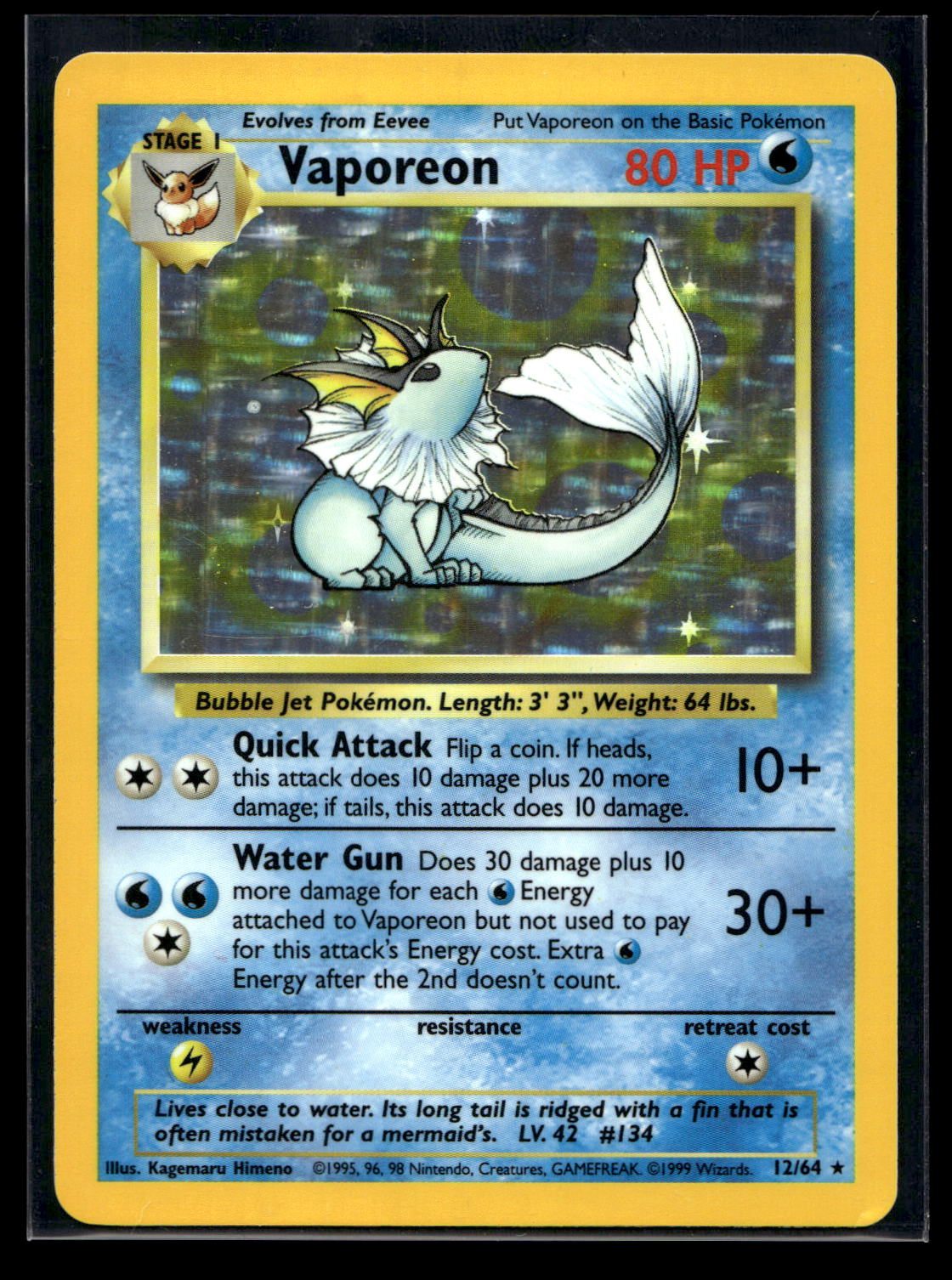 Vaporeon 12/64 - Jungle - Rare Holo