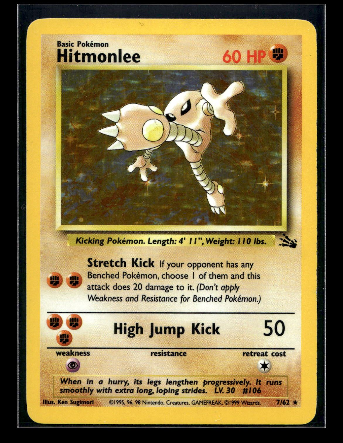 Hitmonlee 7/62 - Fossil - Rare Holo