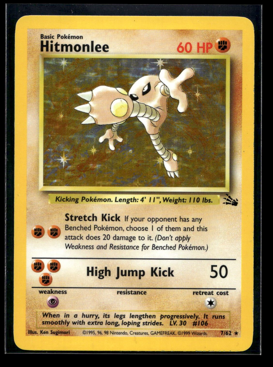 Hitmonlee 7/62 - Fossil - Rare Holo