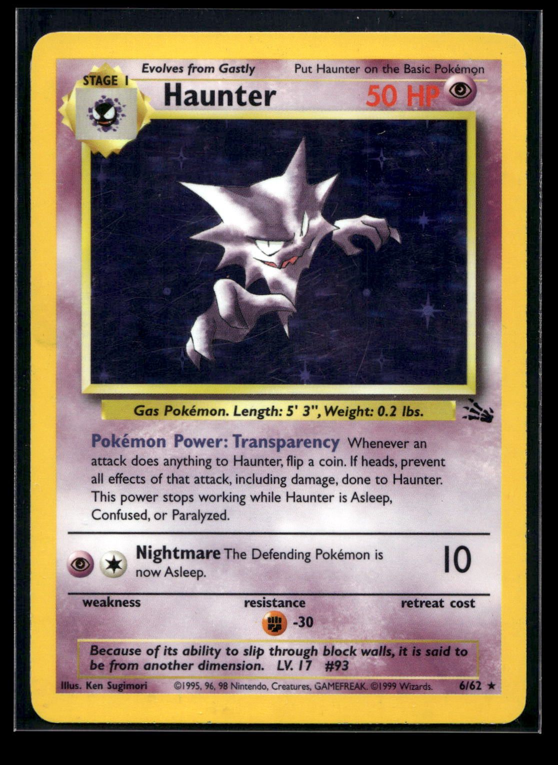 Haunter 6/62 - Fossil - Rare Holo