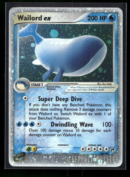 Wailord ex 100/100 - Sandstorm - Rare Holo EX
